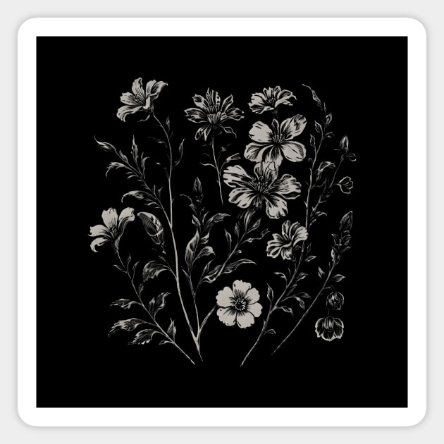 White Wild Flowers Sticker by Yilsi